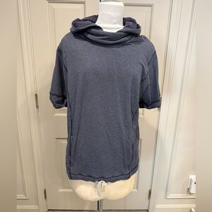 Lululemon Serenity Hoodie Navy Blue Short Sleeve Size 10